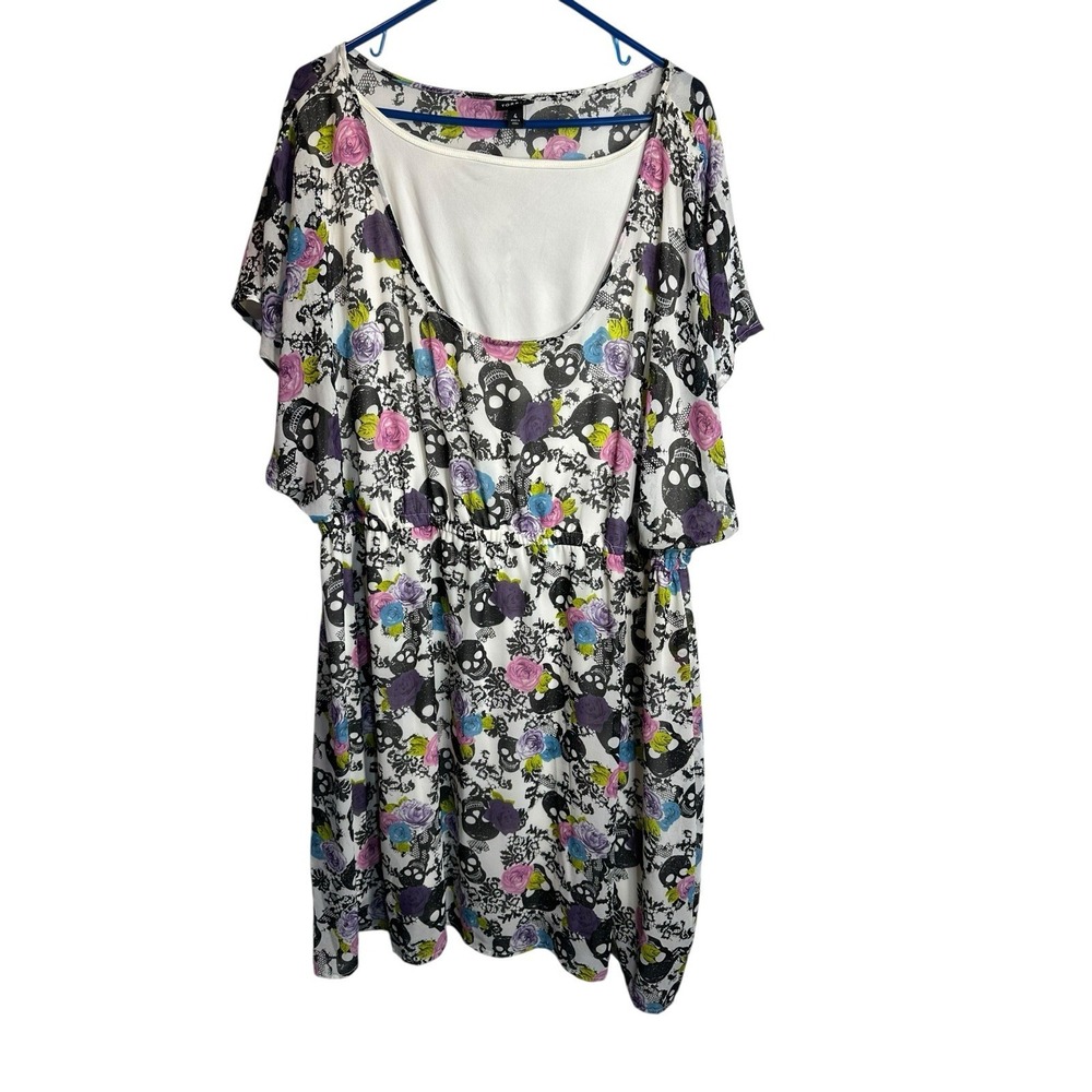 torrid womens skull‎ floral print short sleeve lined dress size 4